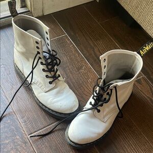 Dr. Martens White Boots with Black Laces